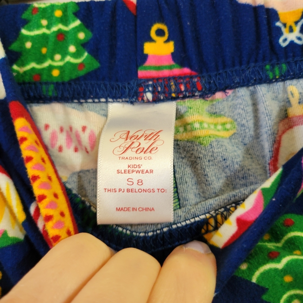 North Pole Kids Christmas Holiday Pajamas Set Unisex Santa Christmas Tree Size 8 - Picture 14 of 15